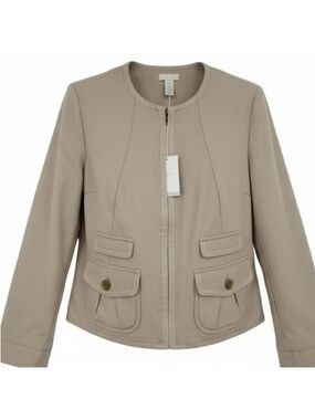 Chico's Adrena Jacket Beige Linen Blend Utility Small NWT
